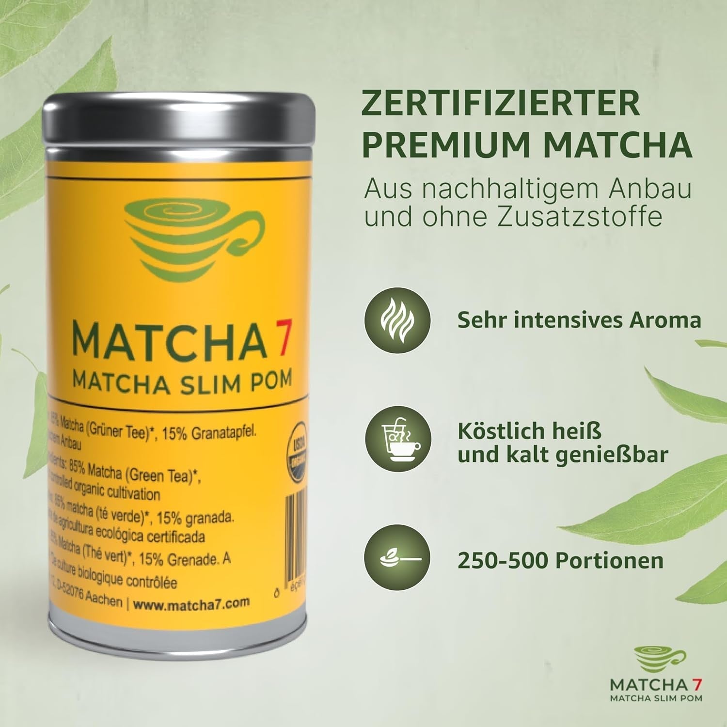 ® Poudre de Matcha de Cérémonie X Grenade 100G [Soutient la perte de poids et le métabolisme] - Thé vert pour un mode de vie actif et sain - Thé vert sans additifs (pur et naturel)