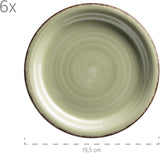 MÄSER 931490 Bel Tempo II Service de petit-déjeuner pour 6 personnes au look vintage, céramique peinte à la main, service de table 18 pièces, vert, grès