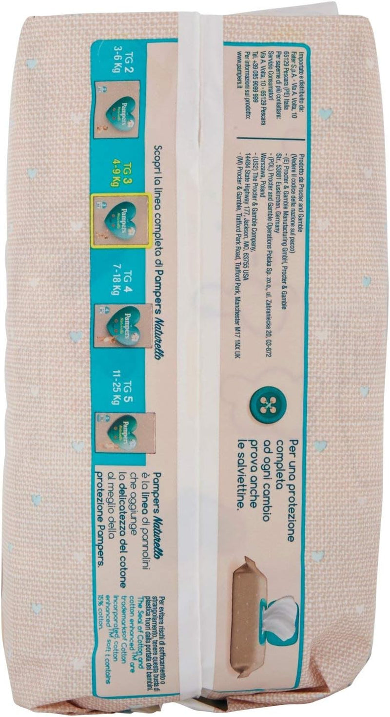 Pampers Naturello Midi, 22 couches, taille 3 (4-9 kg)
