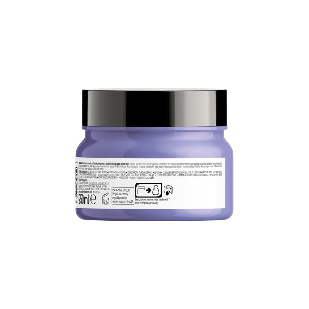 L'Oréal Professionnel | Masque nourrissant pour cheveux blonds et décolorés, extrait de fruit d'Açaï, Série Expert, masque blond Naty Shop masque capillaire