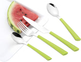 Couverts JANE, inox 18/0 poli, manches en plastique vert, 24 pièces Cuisine Naty Shop