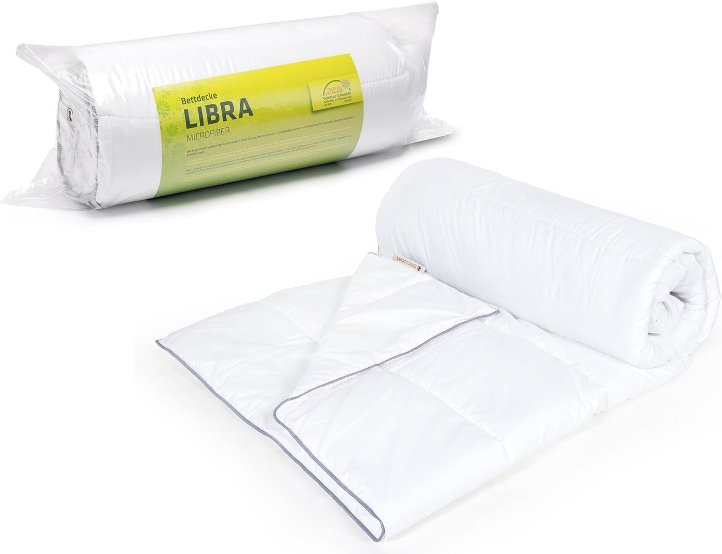 Décokage 135X200 Couette d'été Couette matelassée Anti-allergique Pour personnes allergiques Couette d'été 100% microfibre 800G Libra Couettes et couettes Naty Shop Blanc 200X220