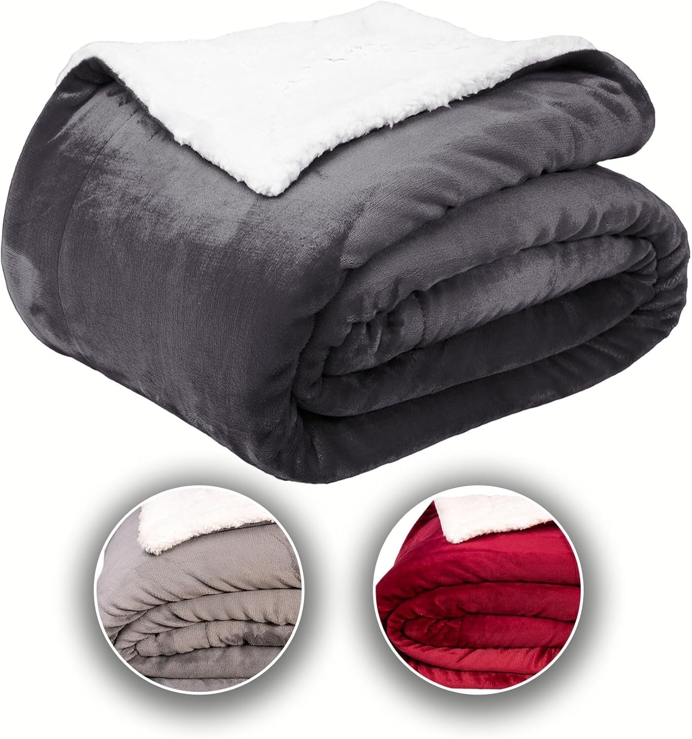 Couverture confortable Komfortec 150X200 Cm, couverture polaire moelleuse certifiée Oeko-Tex, couverture sherpa chaude pour le canapé, couverture épaisse pour le canapé, bordeaux Lits et couvertures Besuche den Komfortec-Store Anthracite 150 X 200 Cm