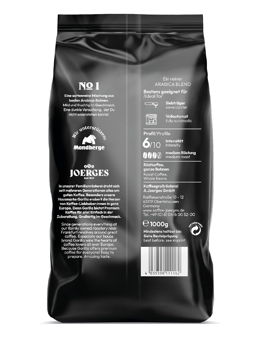 Joerges torréfaction foncée, crème expresso n° 1,1 kg