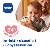 Sucette MAM Original Day & Night Matt | 6-16 mois | Acceptation 94% | La tétine pour bébé aide à prévenir l'alignement indésirable des dents | Développé en collaboration avec des dentistes | Silicone SkinSoft | Renard/Lune | Paquet de 4
