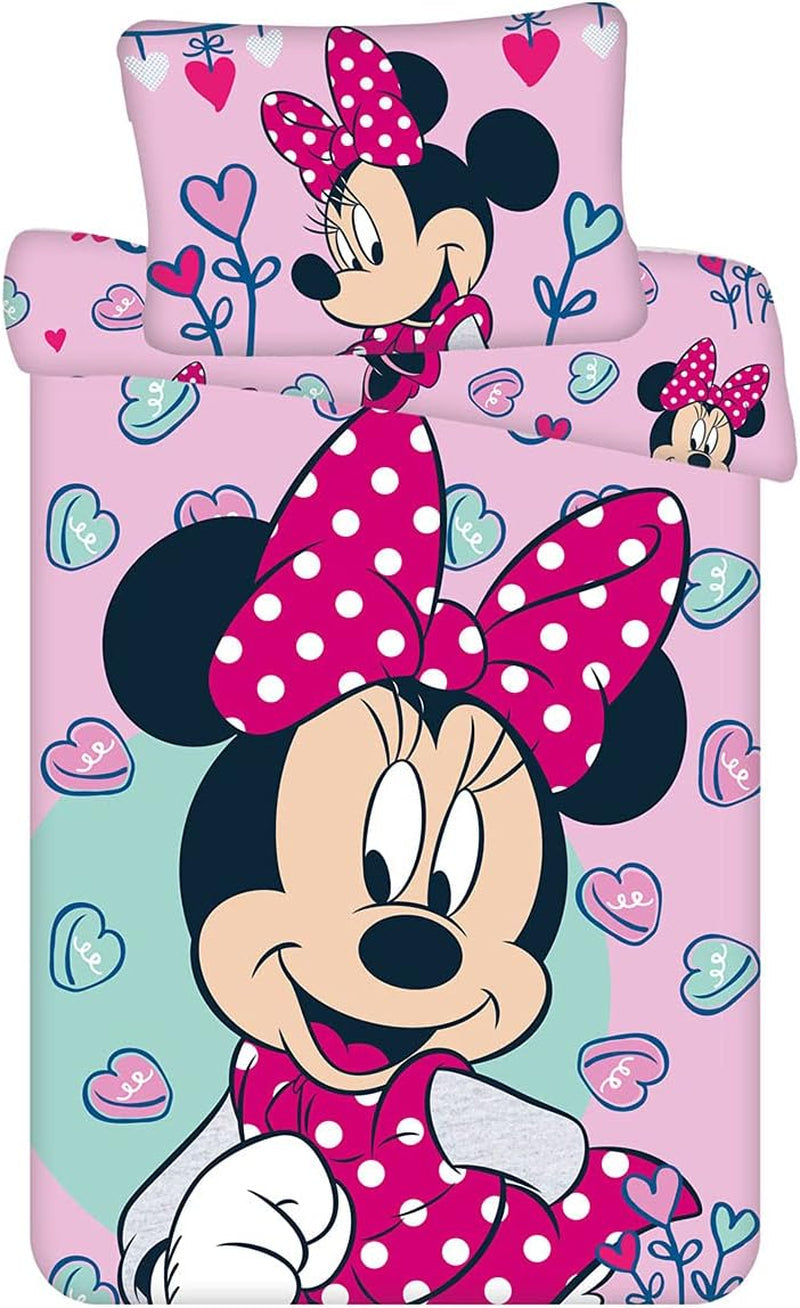 Disney Parure de lit Minnie Mouse rose bébé 100 % coton avec fermeture éclair – Kids Naty Shop Titre par défaut