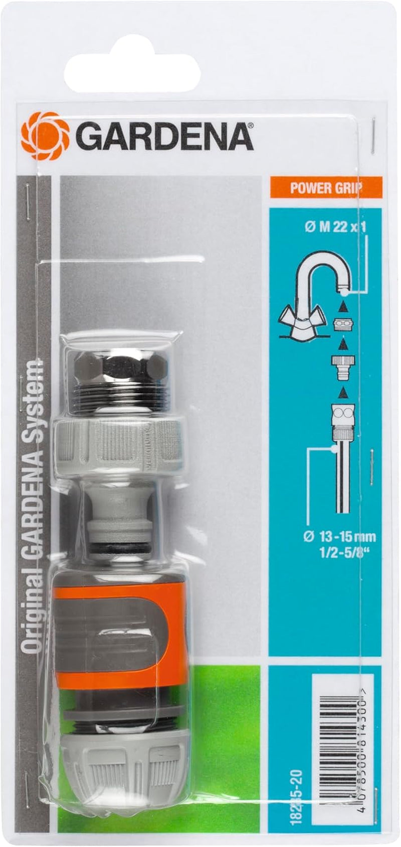 Kit de raccords Gardena : raccord de tuyau pour rallonge de 13 mm (1/2") et 15 mm (5/8"), même sous haute pression d'eau, montage facile (18283-20)