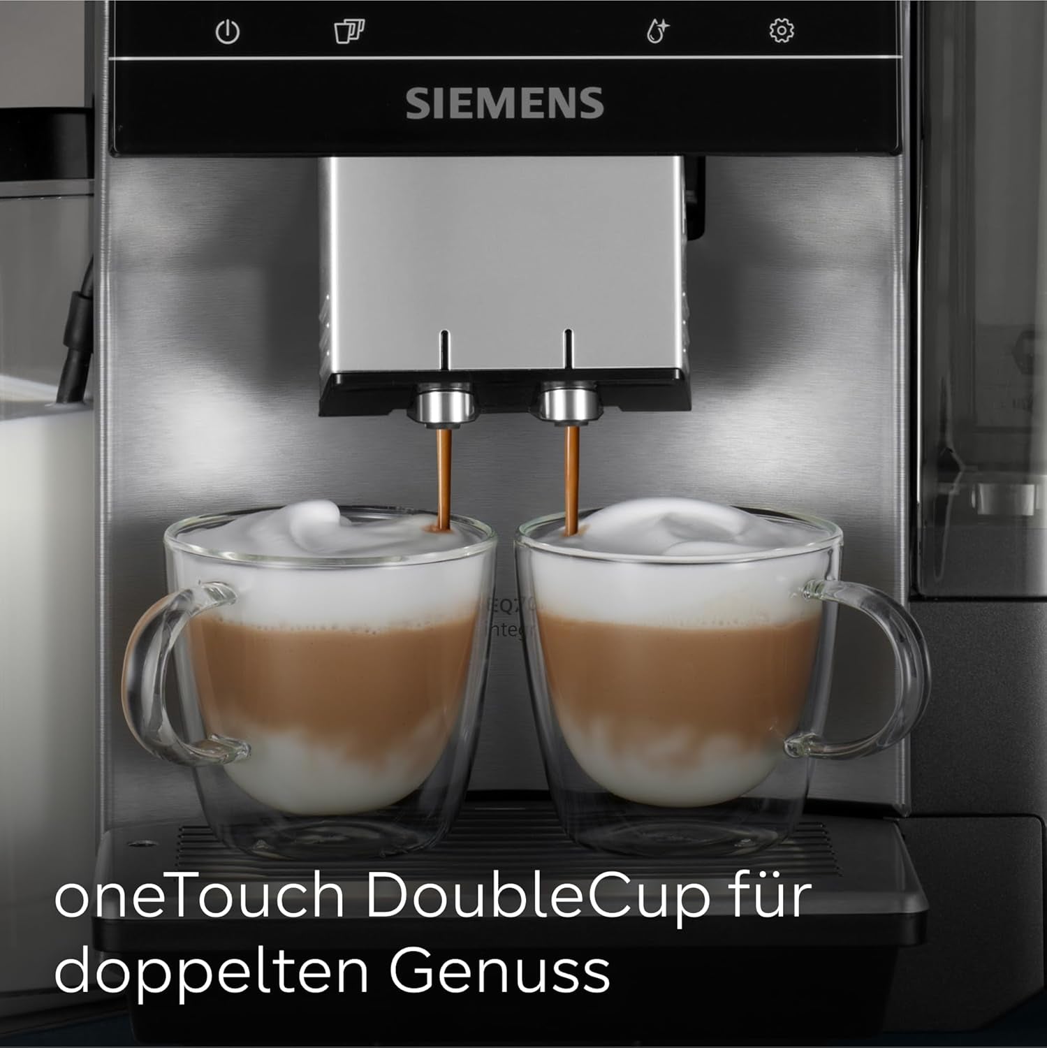 Machine à expresso entièrement automatique Siemens EQ700, grand écran TFT couleur, 36 boissons chaudes et froides, infusion froide, fonction 2 tasses, contrôle par application, système de nettoyage automatique, acier inoxydable noir, TQ717D03
