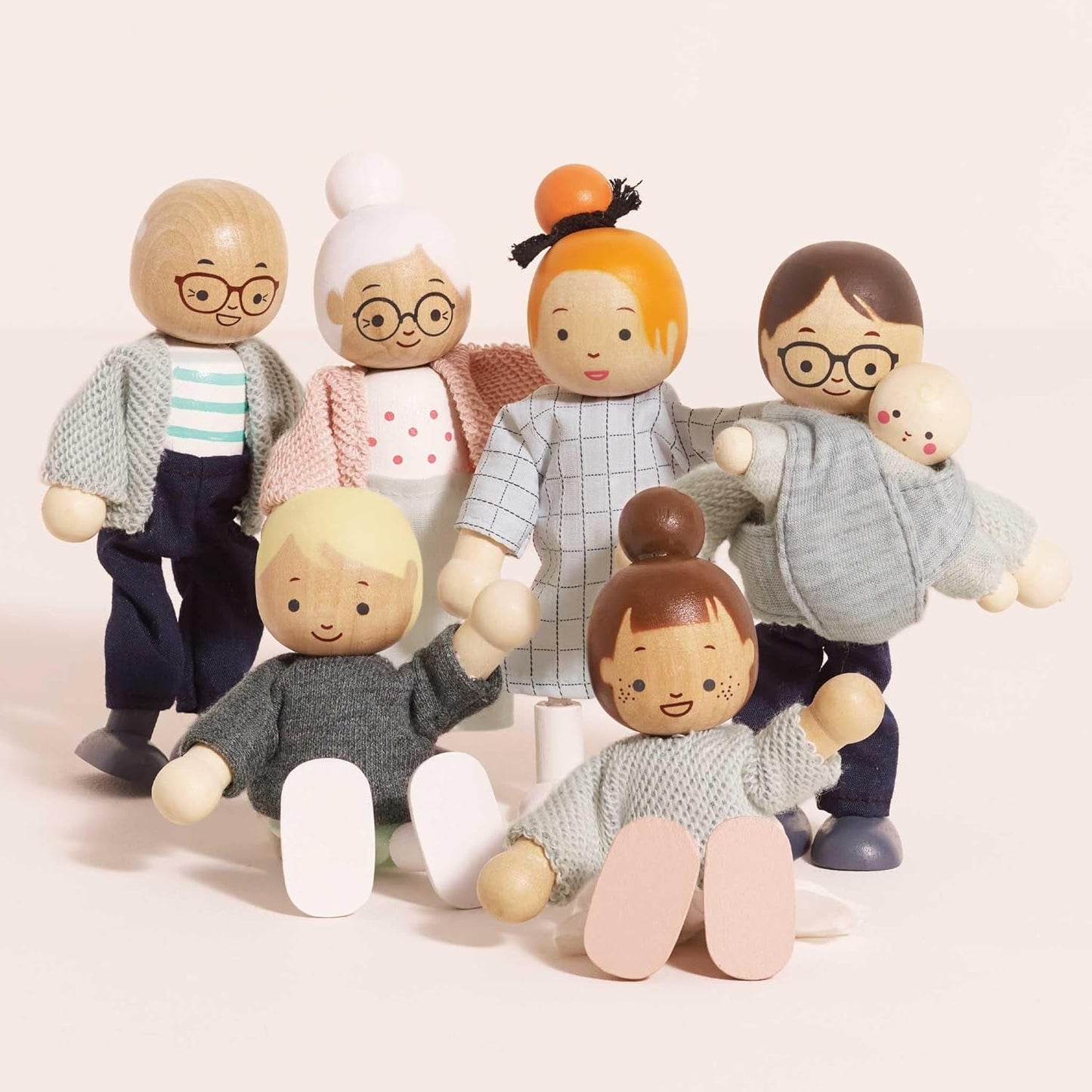 - Ma famille avec 4 chiots – Holz, Stoff – P053