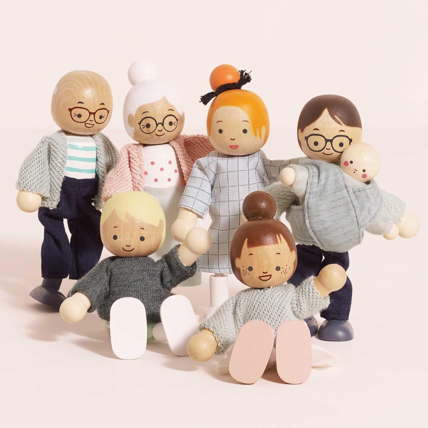 - Ma famille avec 4 chiots – Holz, Stoff – P053