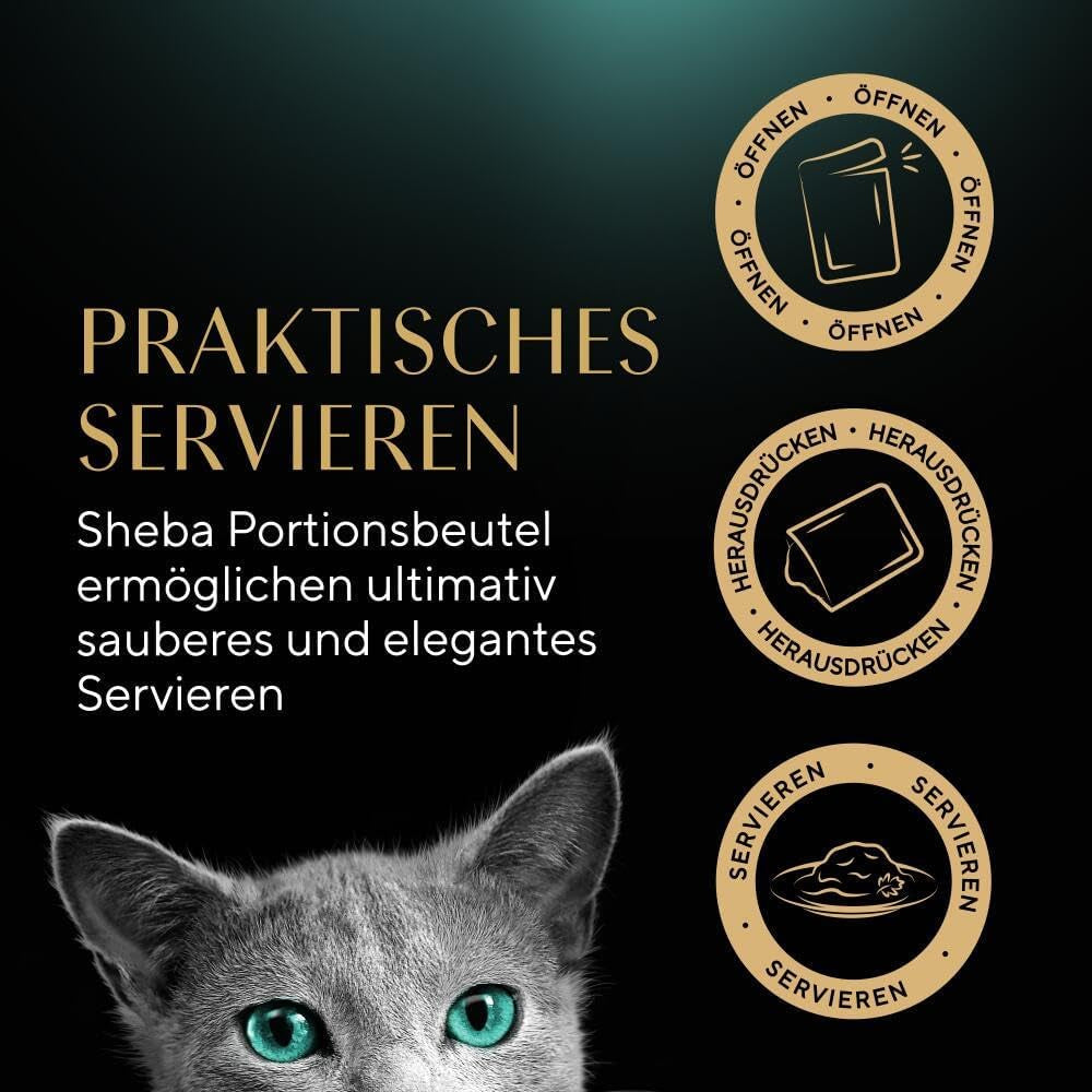 Sheba Sauce Collection Nourriture humide pour chats, sachets portionnés, emballage multiple salé, 4x12x85g