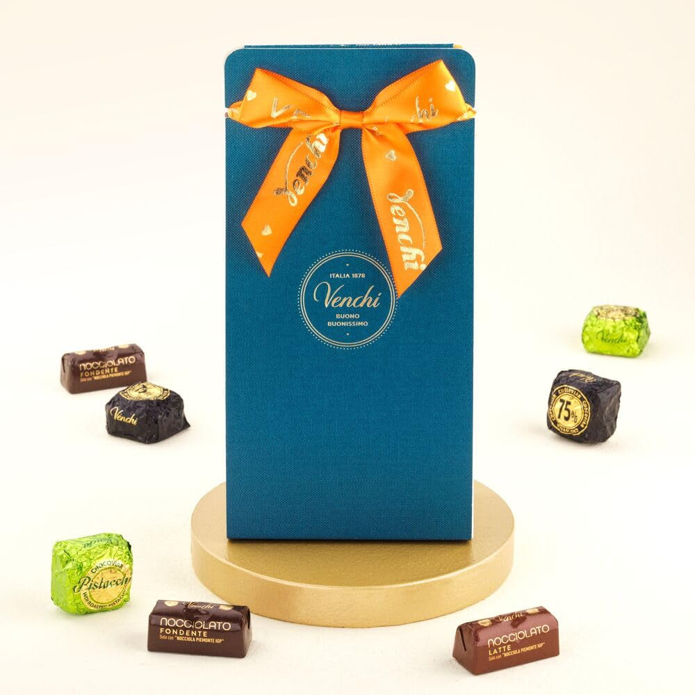 Venchi – Collection Murrine – Coffret cadeau assortiment de pralines Chocoviar et tablettes de chocolat, 403 g – Aux noisettes des forêts du Piémont IGP – Idée cadeau – Sans gluten