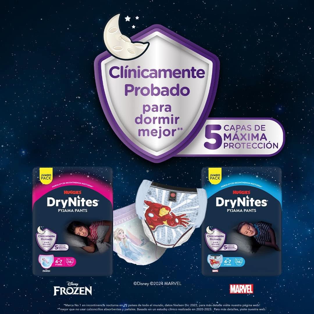 Pantalon de pyjama Dry Nites fille 3-5 ans, 1 pack (16 pièces) Naty Shop
