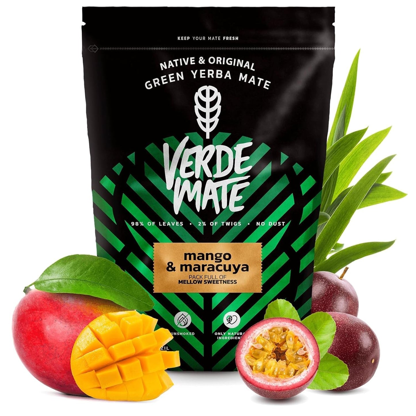 Green Mate Mangue Verte & Maracuya 0.5Kg | Thé aux fruits maté | Le goût exotique du thé Maté Le pouvoir du rafraîchissement | Stimulation naturelle | Thé Maté du Brésil | 500g