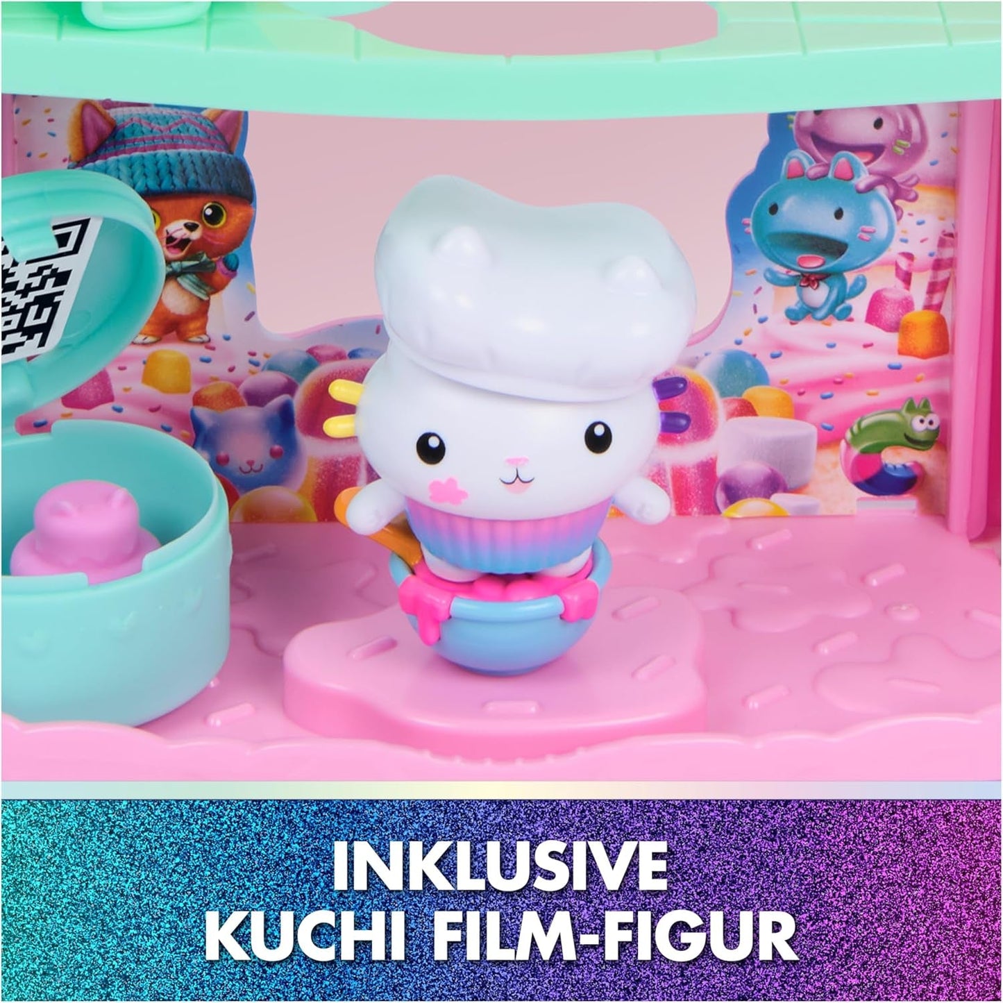 DREAMWORKS GABBY'S DOLLS HOUSE : LE FILM - Cuisine saupoudrée de sucre de Portal Room Kuchi avec figurine et accessoires, à partir de 3 ans