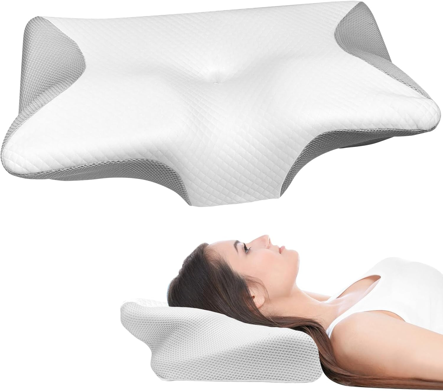 Oreiller orthopédique, oreiller pour douleurs cervicales, oreiller en mousse à mémoire de forme, oreiller orthopédique pour le cou, oreiller de couchage orthopédique, oreiller orthopédique de soutien du cou, pièces d'oreiller anti-ronflement Oreillers orthopédiques cervicaux Naty Shop Titre par défaut
