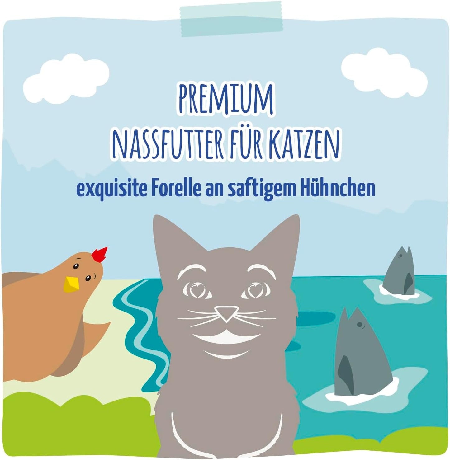 MjAMjAM - Nourriture humide premium pour chats - Truite raffinée au poulet juteux, paquet de 6 (6 x 400 g), sans céréales