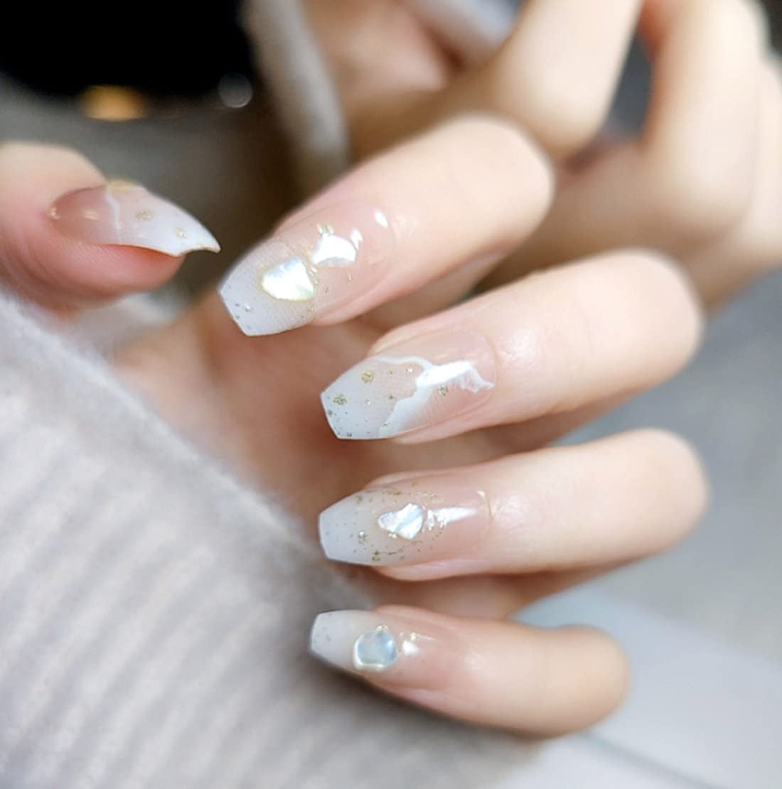 24 pièces carré nu français court couverture complète faux ongles presse sur ongles pour femmes filles