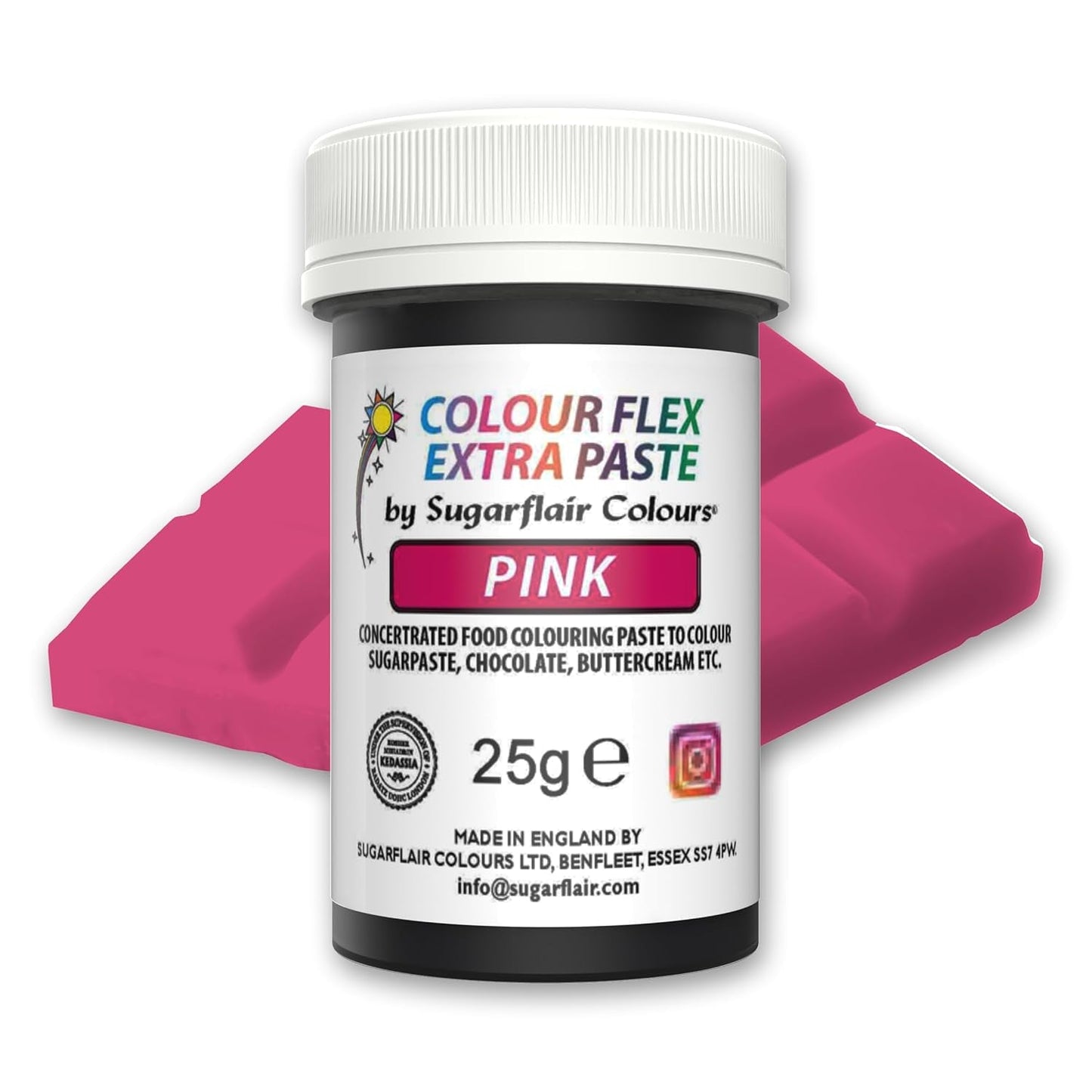 Pâte colorante alimentaire Sugarflair Colourflex Extra Pink Paste - Colorant alimentaire comestible pour crème au beurre, chocolat, pâte à sucre, glaçage, fondant, mélanges à gâteaux, pâte et plus - 25g
