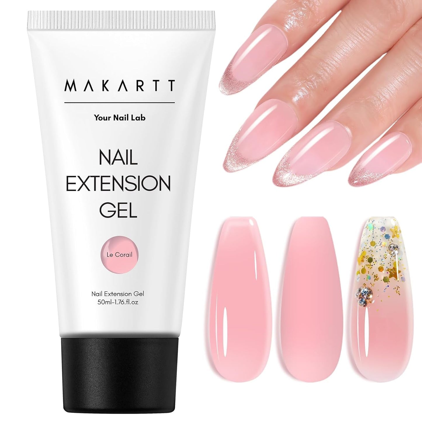 Makartt Poly Nail Extension Gel - Gel d'extension acrylique, Gel de renforcement des ongles, Décoration des ongles, 50 ml (Violet)