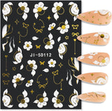 5D Fleurs Autocollantes Pour Ongles Feuilles De Feuilles Autocollantes Acryliques Feuilles Autocollantes Pour Ongles Schmetterling Feuilles De Fleurs Autocollants Pour Ongles Aufkleber Nägel Zubehör Flower Nail Art Stickers