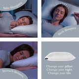 Oreiller de sommeil Dreamyblue Premium - Remplissage en mousse à mémoire de forme déchiquetée [Loft réglable] Housse en viscose de bambou lavable - Pour côtés coulissants, dos et ventre - Oreillers standard Naty Shop