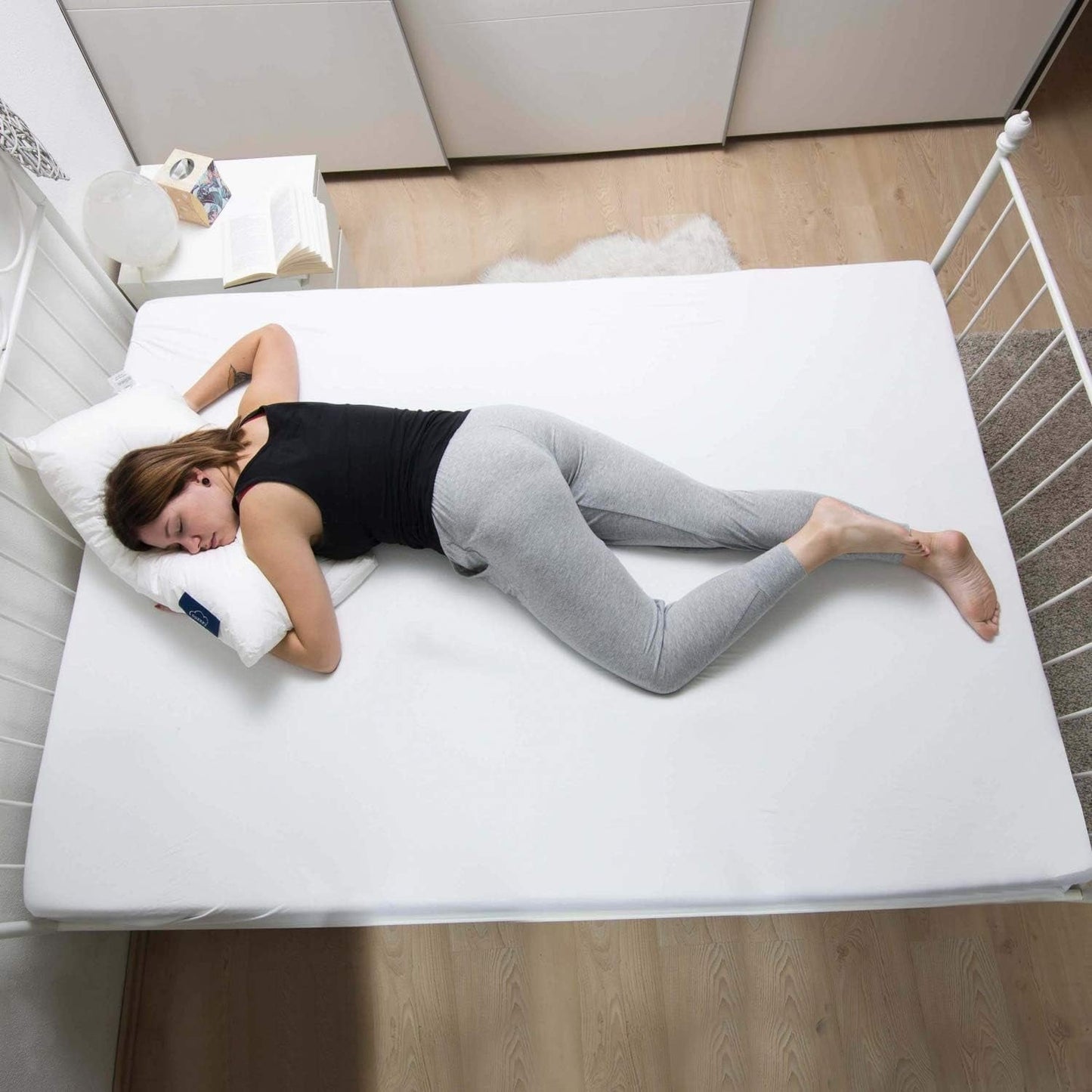 Oreiller Genius, coton, eazzy 40x80 cm - oreiller orthopédique pour un sommeil réparateur, en fibre de lait avec aloe vera - adapté aux personnes allergiques, avec soutien, oreiller cervical certifié Oeko-TEX, blanc, A19202