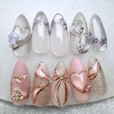 Moonglow Faux Ongles Magnétiques Courts, Rose Amande Rouge Dégradé Paillettes Oeil de Chat avec Colle, Rose Rouge Ombre Paillettes Photothérapie Ongles Artificiels pour Femmes et Filles