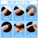 15 feuilles/450 pièces de tampons adhésifs pour ongles, 15 tailles de tampons adhésifs transparents pour ongles, gel de gelée double face, autocollant adhésif pour ongles, tampons adhésifs à presser sur les ongles, tampons adhésifs pour accessoires de décoration de manucure DIY