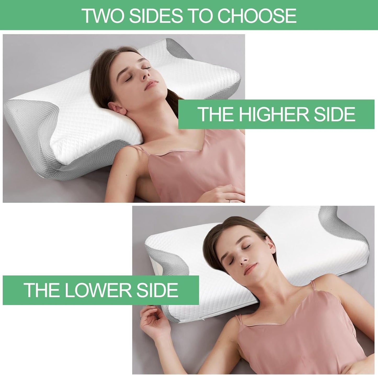 Oreiller orthopédique, Oreiller pour douleurs cervicales, Oreiller en mousse à mémoire de forme, Oreiller orthopédique pour le cou, Oreiller orthopédique pour dormir, Oreiller orthopédique pour le soutien du cou, Pièces d'oreiller anti-ronflement Oreillers orthopédiques cervicaux Naty Shop
