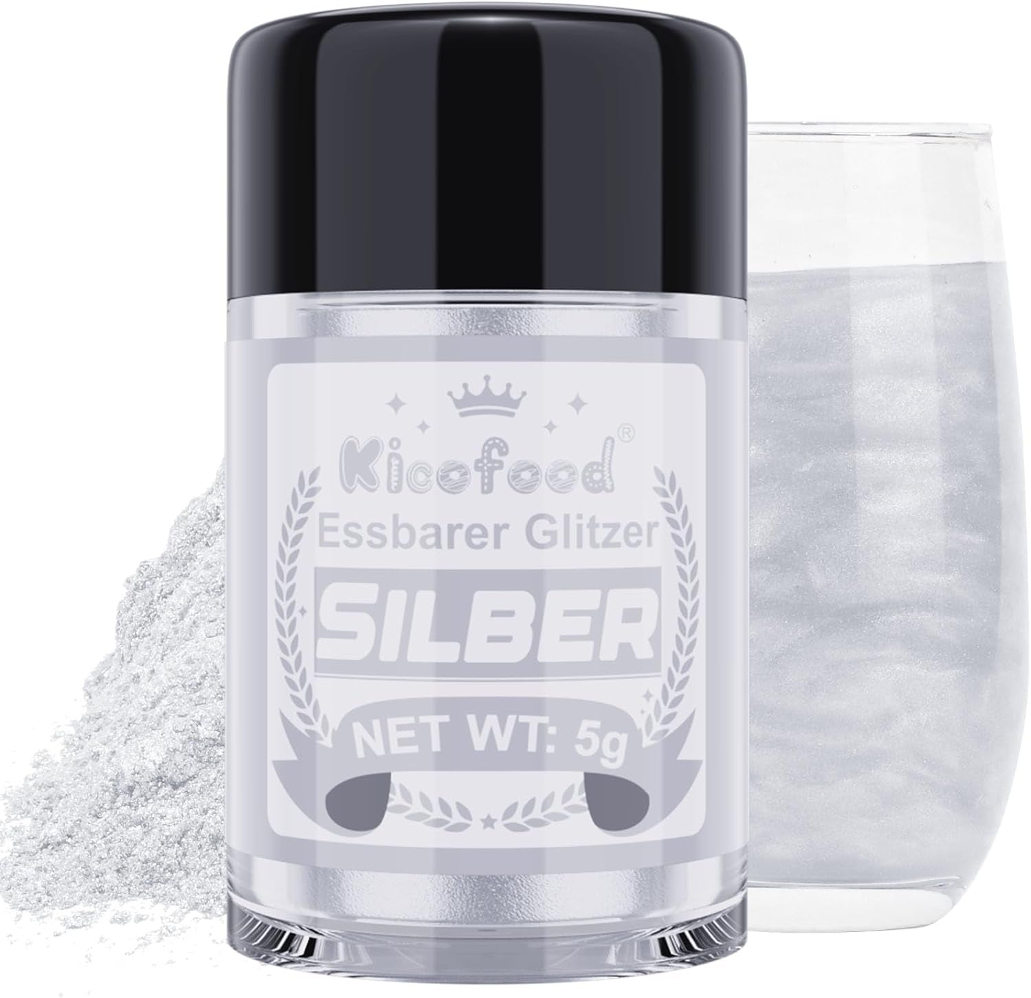 Kicofood, paillettes comestibles, 5 grammes, différentes couleurs Glitter Naty Shop Argent