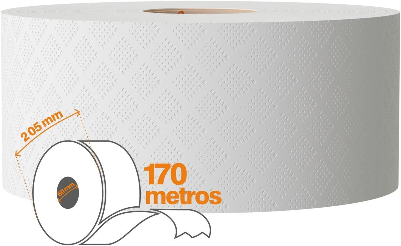 Papier toilette Renova Jumbo BLK, 12 rouleaux à 170 M, papier blanc, 2 couches