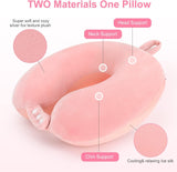 TALLGO Oreiller cervical de voyage, meilleur oreiller d'avion en mousse à mémoire de forme pour appui-tête, oreiller doux réglable pour avion, voiture et maison, oreillers orthopédiques cervicaux roses Naty Shop