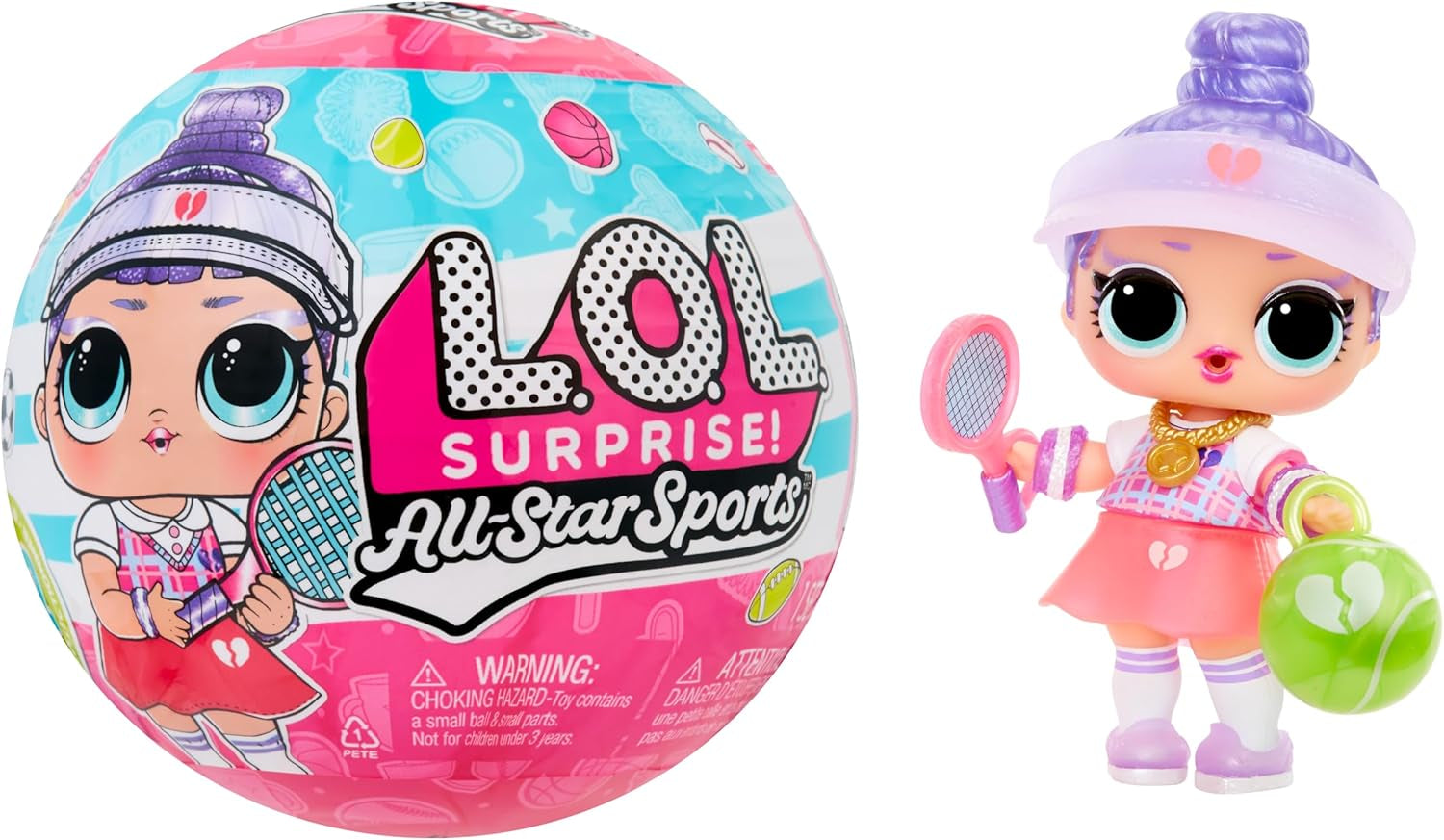 Mdr Surprise ! Collection All-Star Sports Vault Tots – Comprend 1 poupée, un emballage blindé, 12 poupées à collectionner, 8 accessoires de déballage, idéal pour les 4 ans et plus, rose
