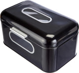ECHTWERK Corbeille à Pain Rétro en Métal avec Fenêtre et Couvercle, Ensemble de 3 Boîtes de Rangement Élégantes, Capacité 1,4 L, Boîtes de Conservation Alimentaires Rouges Naty Shop Noir S Simple