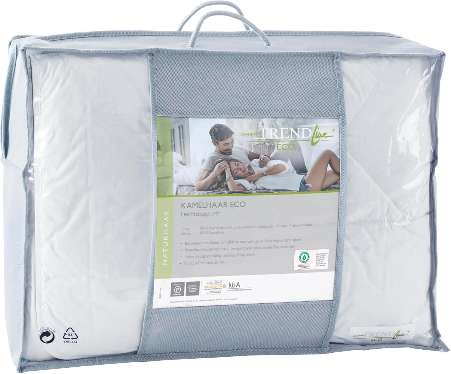 Badenia Trendline Eco Quilt Camel Léger 155 X 220 Cm, blanc, certifié Oeko-Tex, produit selon la norme de qualité allemande Couettes et couettes Naty Shop