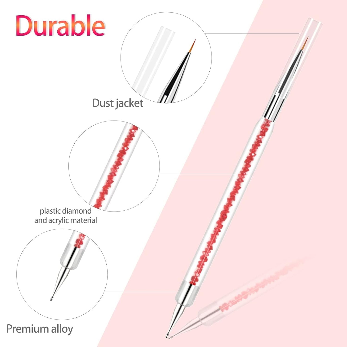 Sularpek 5 pcs Nagel Pinsel, Nageldesign Pinsel, Dotting Tool, Nail Art Liner Pinsel, Nagelverlängerung Gelpinsel, Nagelbürste for Punktierungen, Zeichnen, for DIY Nail Art Design