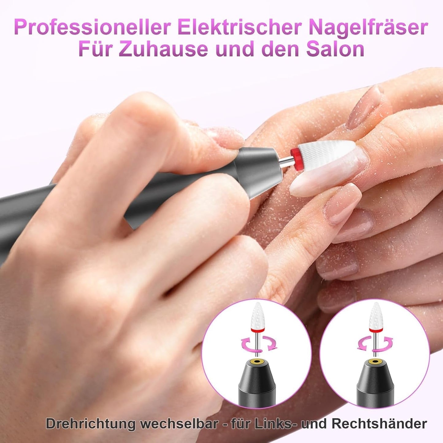 Lime à ongles électrique sans fil - 35 000 tr/min pour ongles en gel, lime à ongles professionnelle et acrylique 12 en 1, ensemble manucure et pédicure à 5 vitesses