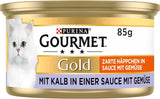 Gourmet Gold Tender Morceaux en Sauce Végétale Veau et Légumes Nourriture Humide pour Chat Paquet de 12 (12 x 85g)
