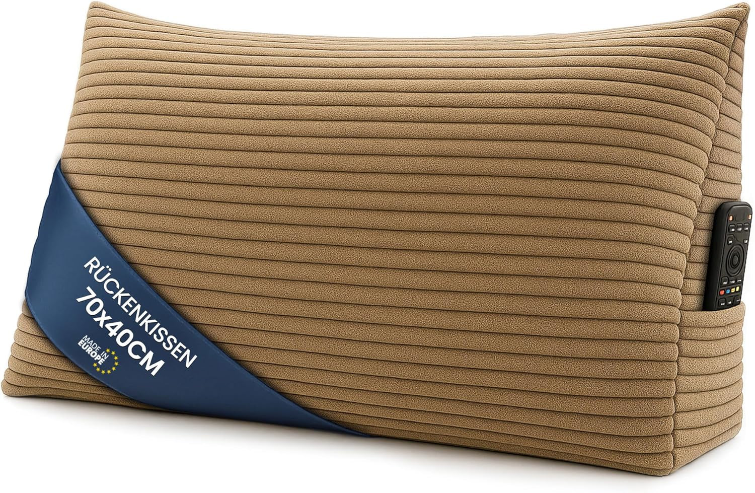 Oreiller en plumes, coussin de dossier, coussin en velours, largeur 70 cm – coussin de lecture pour lit, canapé et canapé, grand coussin de canapé, coussin mural, coussin de canapé, coussin de lecture, coussin de soutien du dos, gris clair