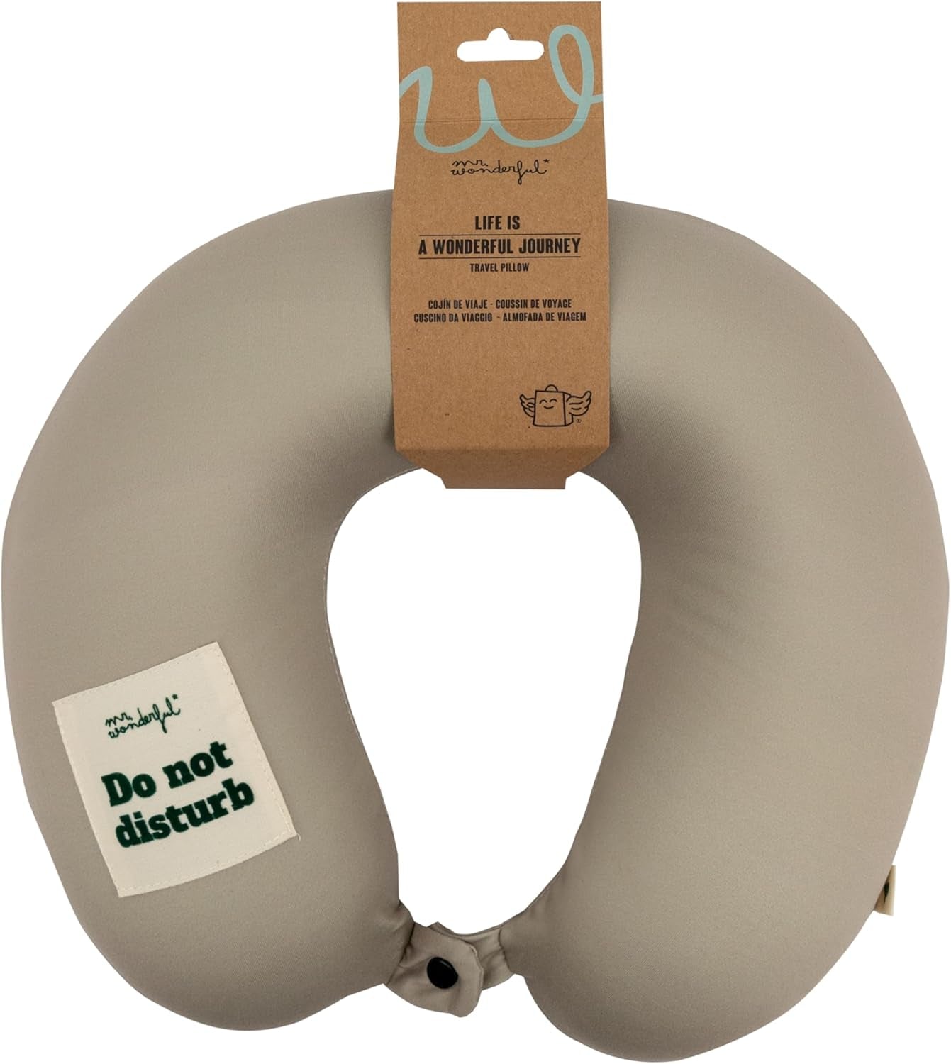 Mr Wonderful - Oreiller de voyage - Ne pas déranger - Oreiller de voyage avec bouton avant pour régler pendant l'utilisation Naty Shop Oreillers de voyage