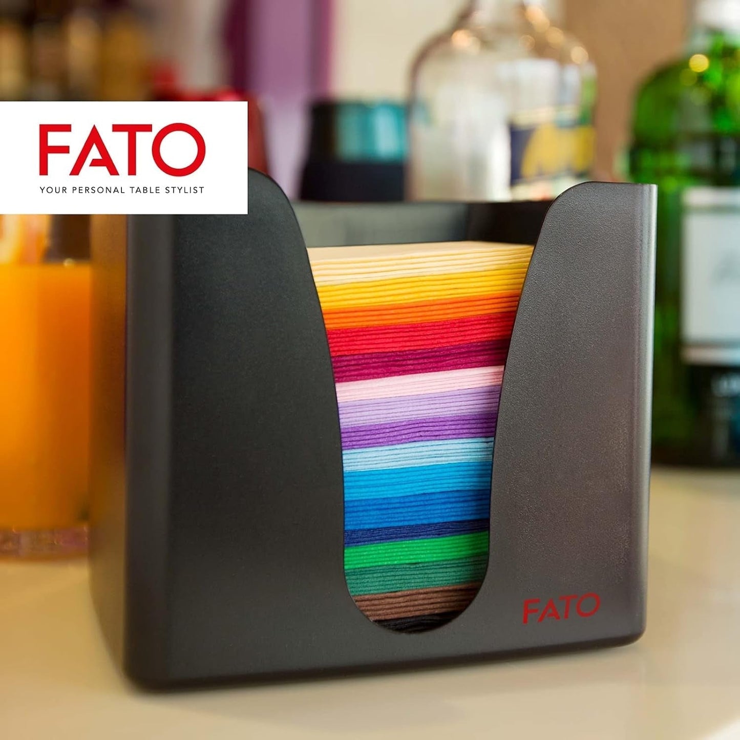 , Serviettes en papier jetables, idéales pour les apéritifs et les cocktails, paquet de 100 serviettes, taille 24 x 24, 4 épaisseurs, 2 épaisseurs, jaune, papier 100 % pure cellulose, certifié FSC (lot de 3)