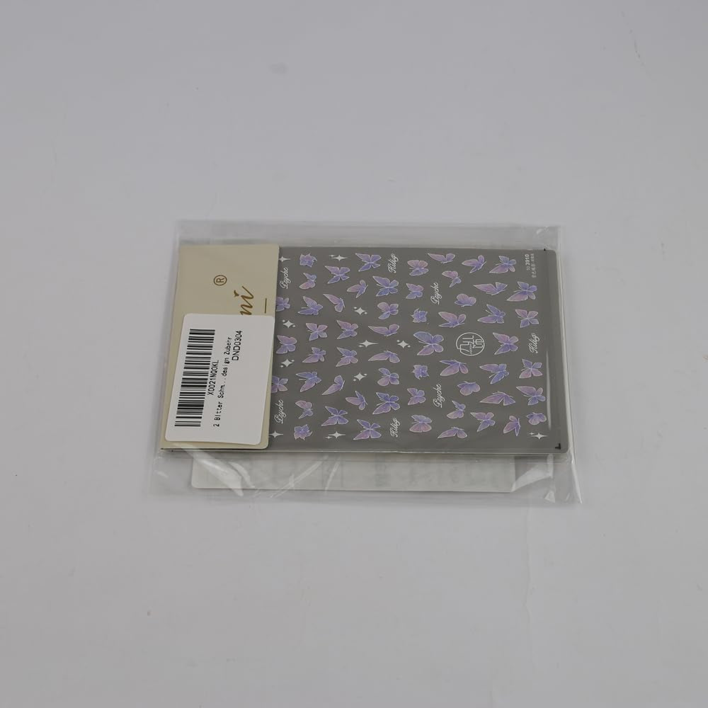 2 Blätter Schmetterling Nagelsticker Selbstklebend,Muschel Glitzer Nail Art Butterfly Nail Sticker Lila Grau Schmetterlinge Nagelaufkleber Relief Laser Papillons Nagel Sticker Nageldesign Zubehör