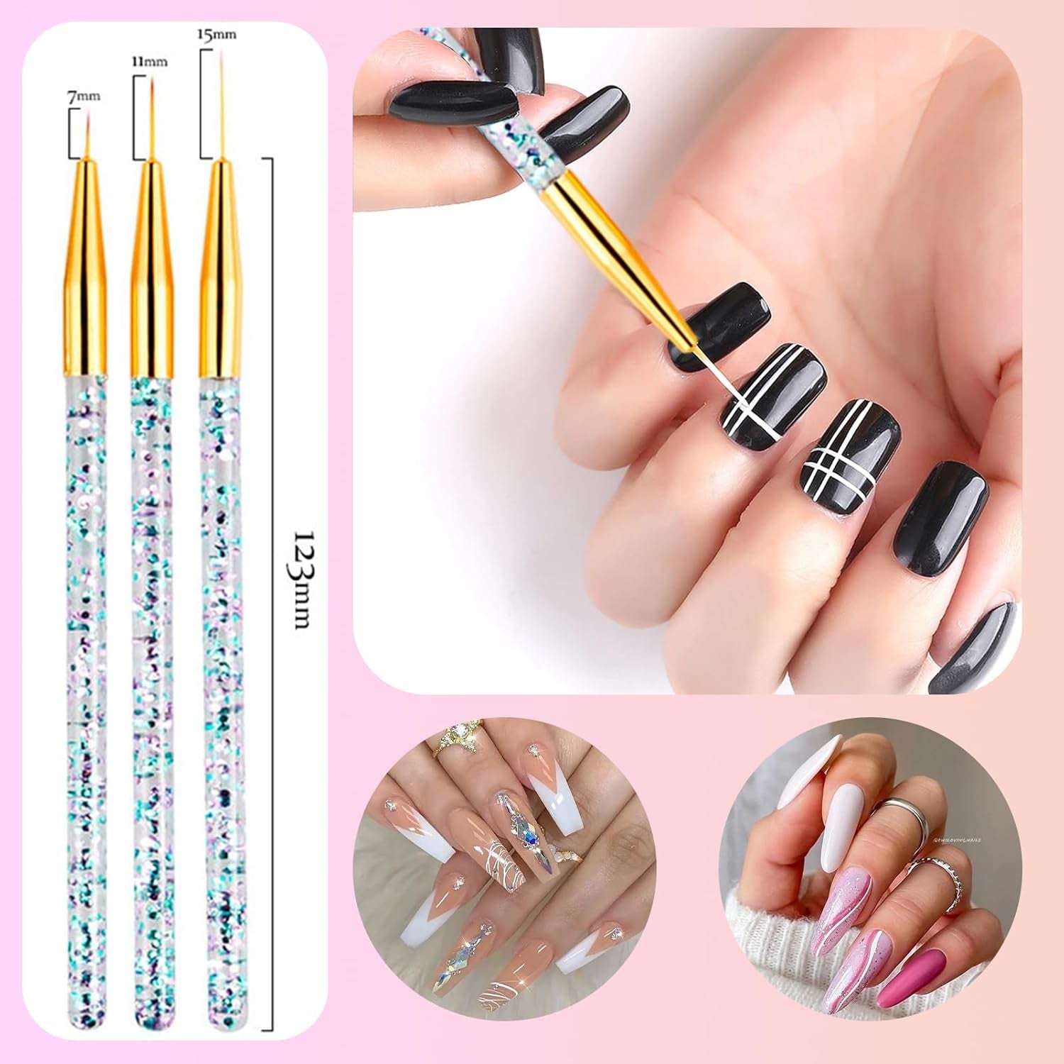 31 pièces ensemble de pinceaux à ongles professionnels, pinceaux à ongles à double extrémité, pinceaux à ongles pour gel, stylo acrylique pour nail art, outils de pointage pour nail art, brosse à ongles pour la conception de salons de coiffure DIY