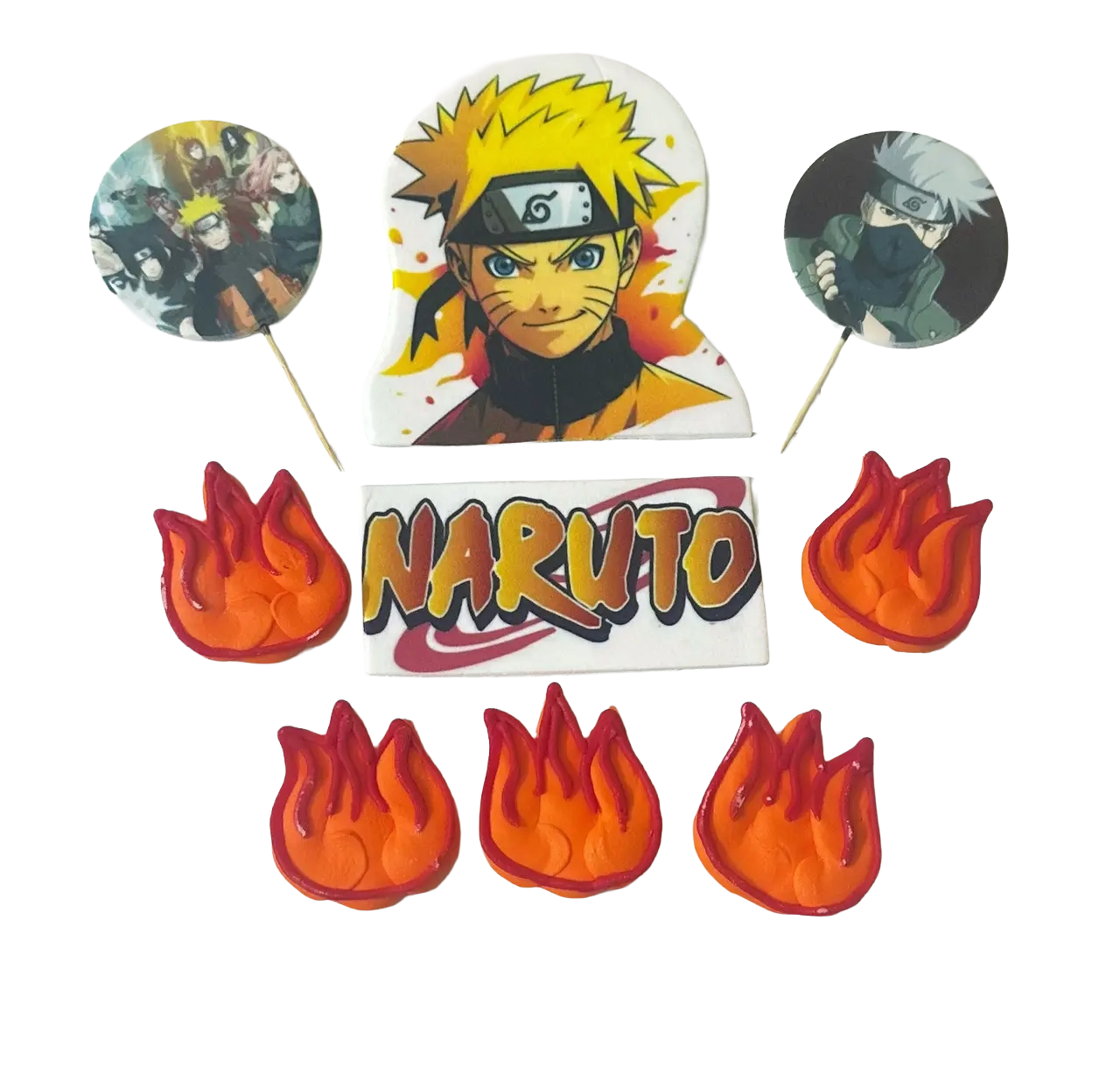 Ensemble de décorations comestibles Naruto - 9 éléments avec des motifs Naruto pour décorer des gâteaux