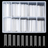200pcs Faux Ongles, Acrylique Artificiel Ongles, Français Faux Ongles, Extra Long Droit Carré Clair Faux Ongles Conseils pour Salons de Manucure DIY
