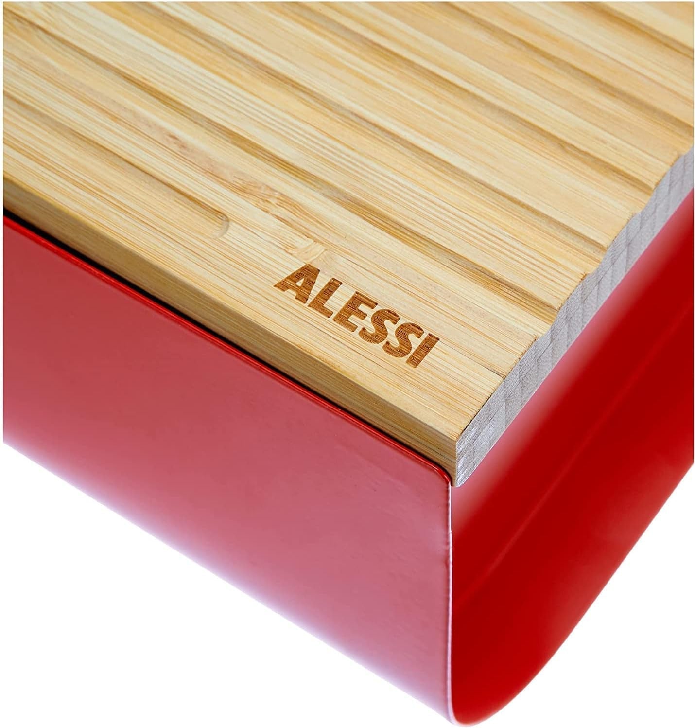 Alessi Mattina BG03 WG - Corbeille à pain en acier inoxydable avec résine époxy et bois de bambou, gris chaud Boîtes de conservation Naty Shop