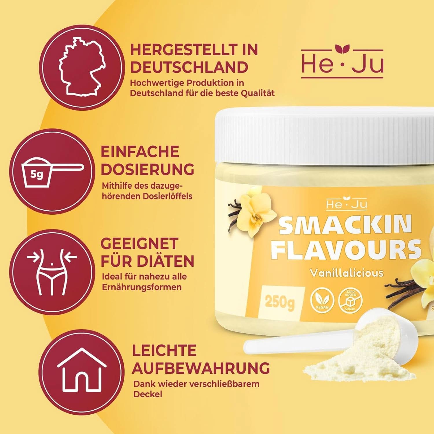 He-Ju, Poudre au goût de vanille, 250 grammes Aromas Naty Shop