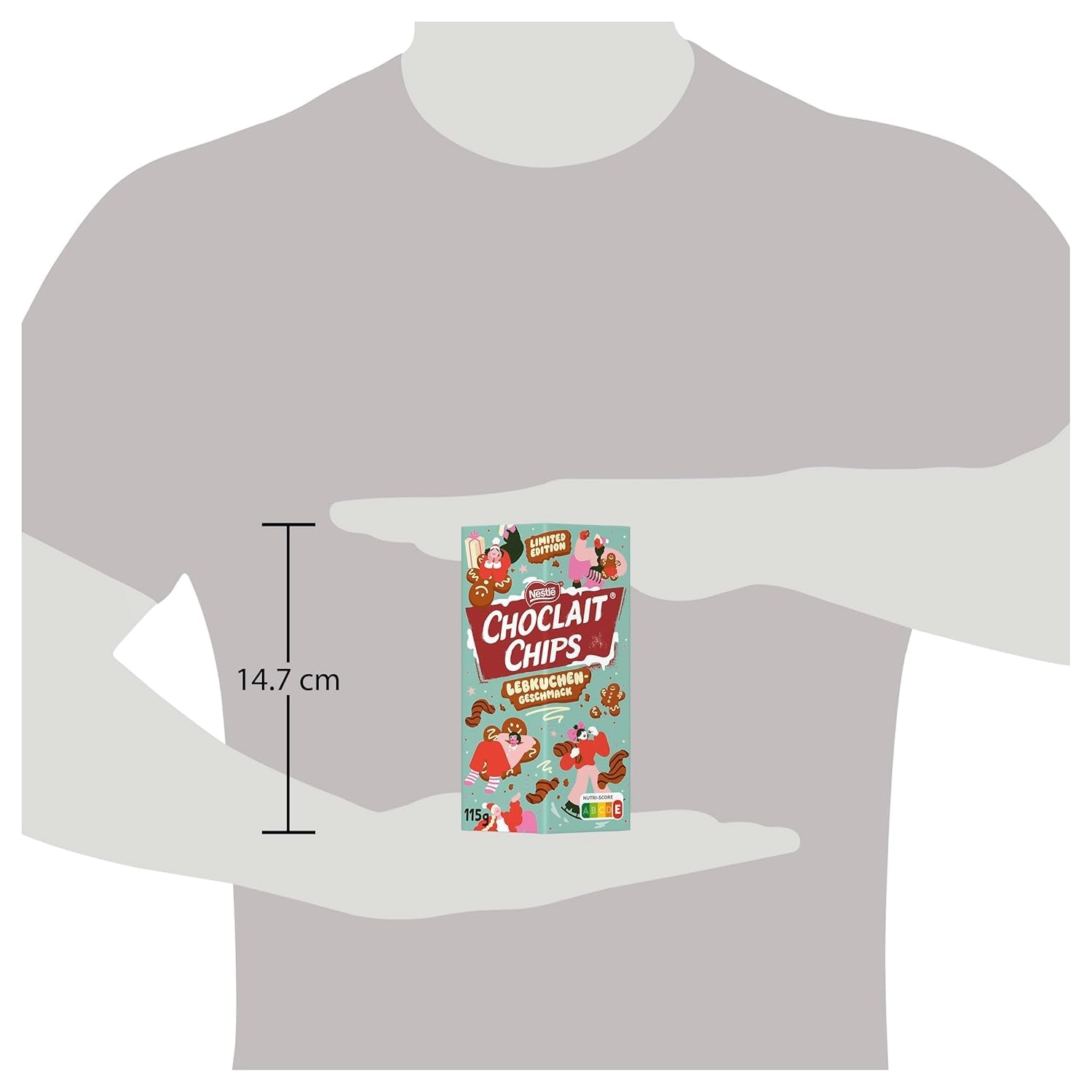 Nestlé Gingerbread, une collation délicieuse et croquante au goût de pain d'épices, recouverte de chocolat au lait et affinée de rayures décoratives de chocolat noir, 1 paquet (1 x 115g)