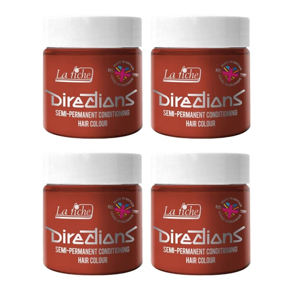 Directions coloration semi-permanente 100 ml boîte 4 pack (Pillarbox Red) Naty Shop Flame teinture capillaire 100 Ml (pack de 4)